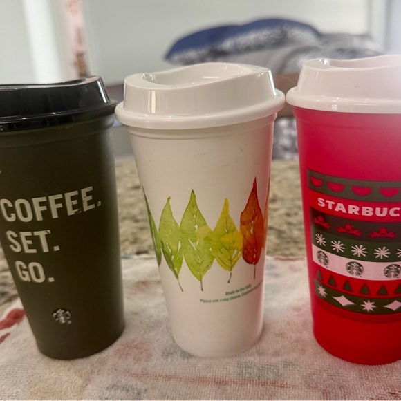 Starbucks Red Cups Coffee Lot Holidays + w/Lids - Picture 3 of 6